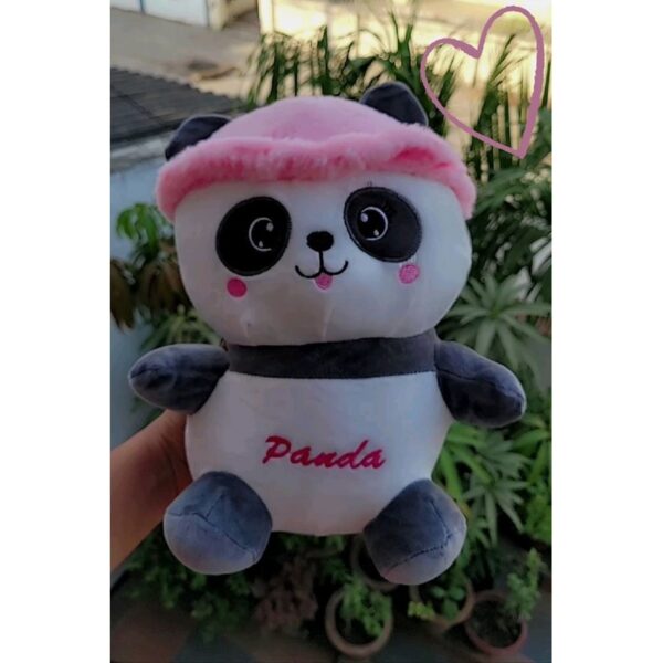 Cute Panda Soft Toy with Pink Cap