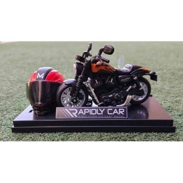 Die-Cast Motorcycle Model with Rider Helmet Toy